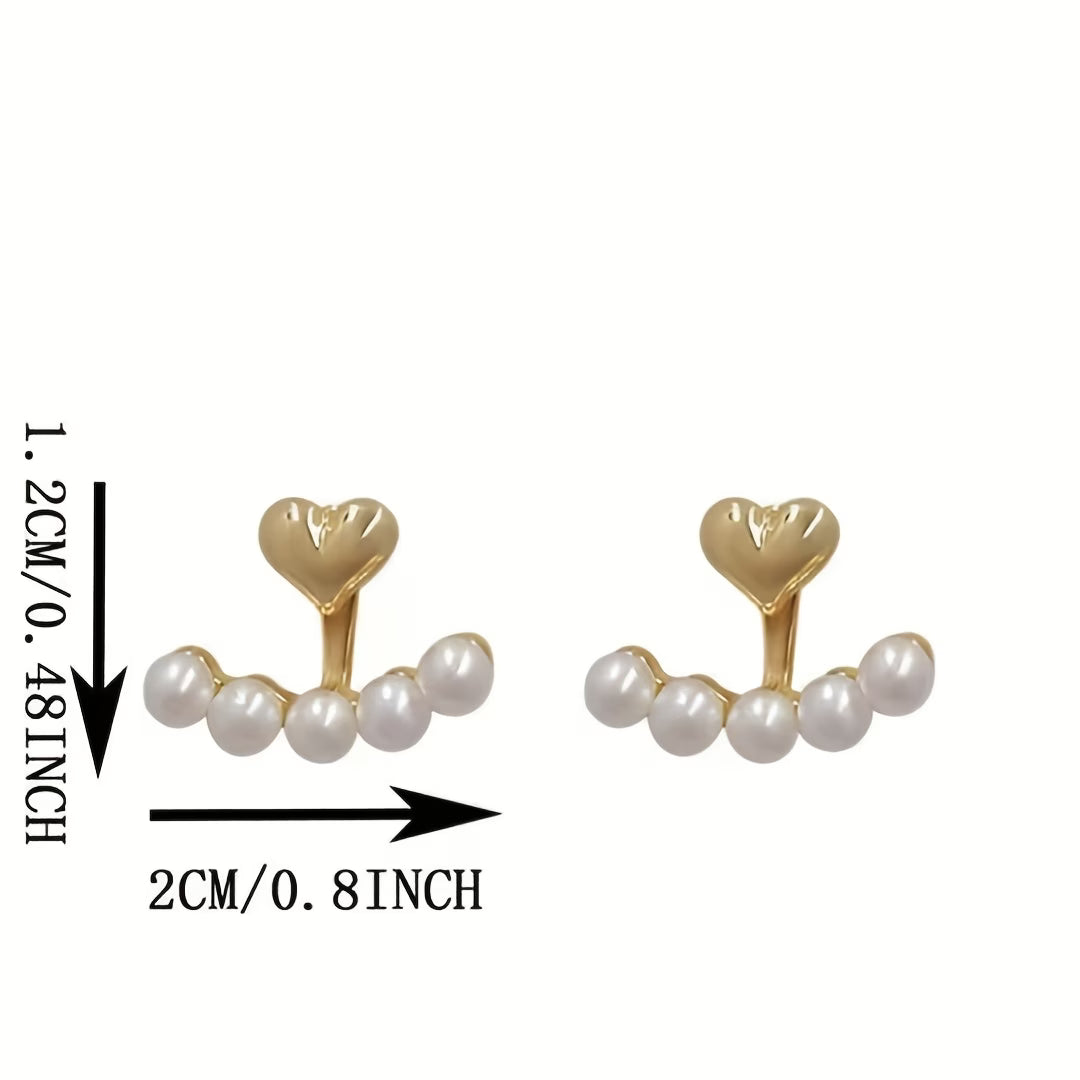 Pearl Heart Jacket Earrings