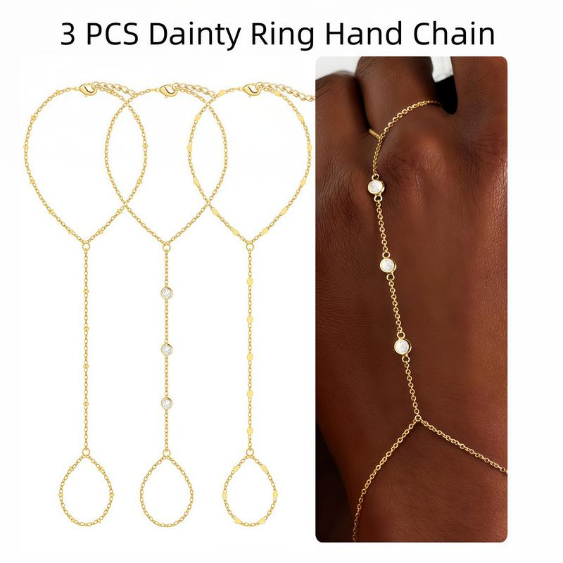 3pc 14k Hand Chain Bracelet