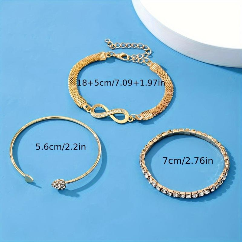 3pc 18k Rhinestone Bracelet Set