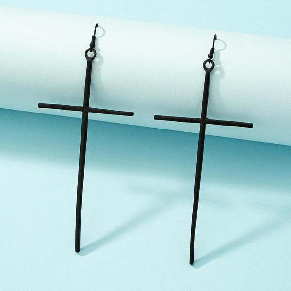 Minimal Exaggerated Cross Earrings