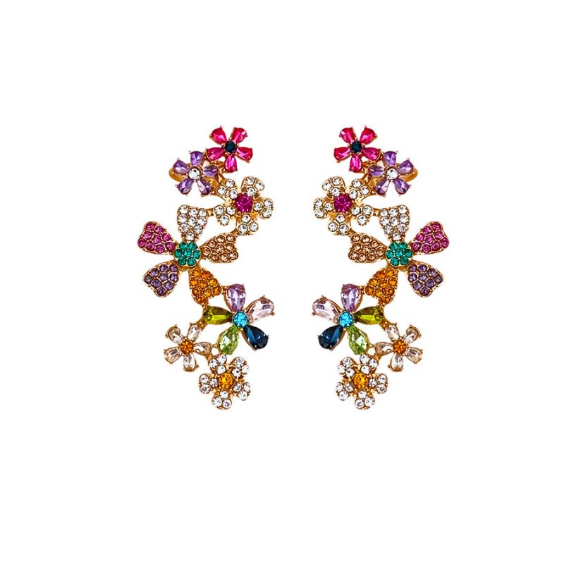 Colorful Crystal Flower Earrings