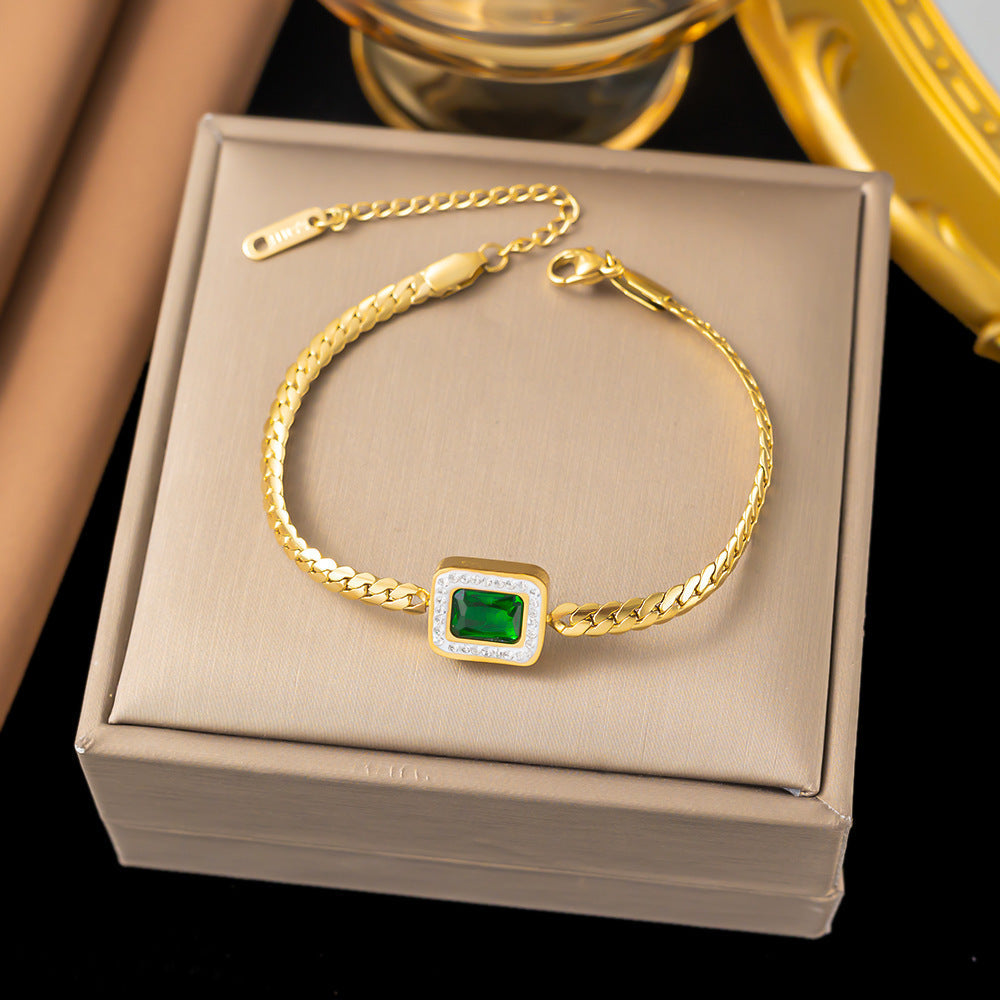 3pc Emerald Charm Jewelry Set
