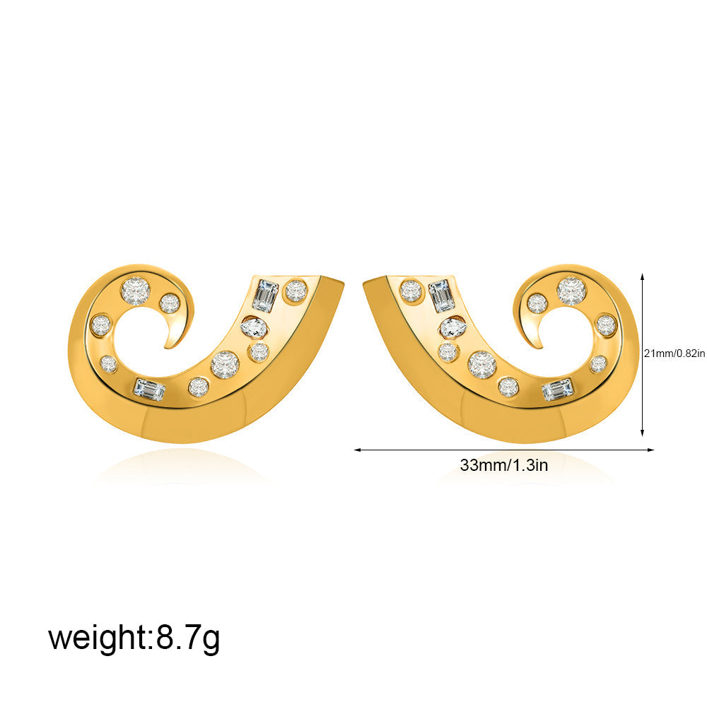 Zircon Conch Stud Earrings