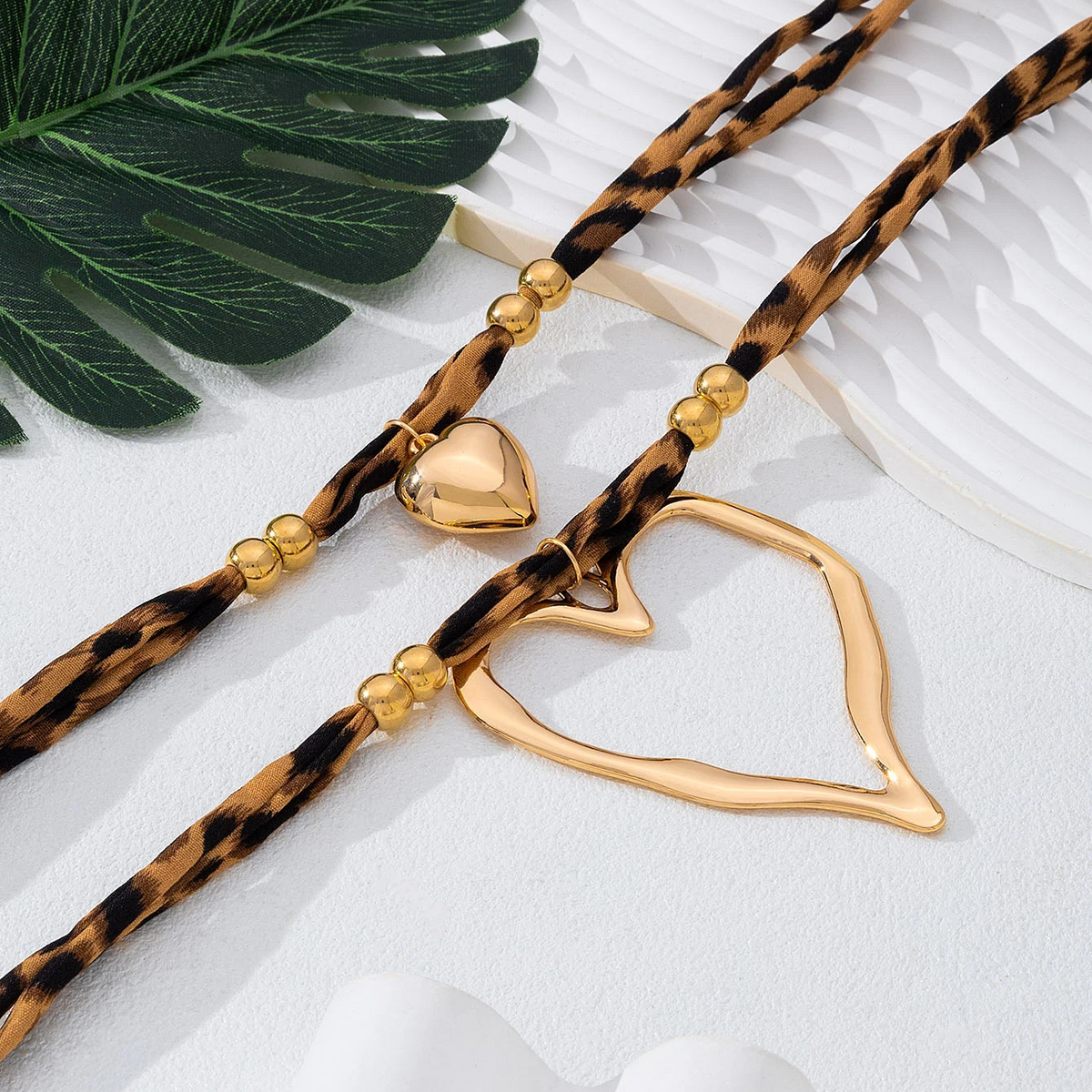 2pc Leopard Heart Necklace Set