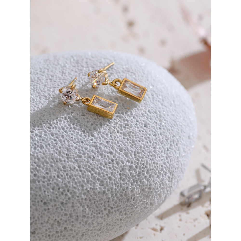 Two-Stone Crystal Drop Earrings