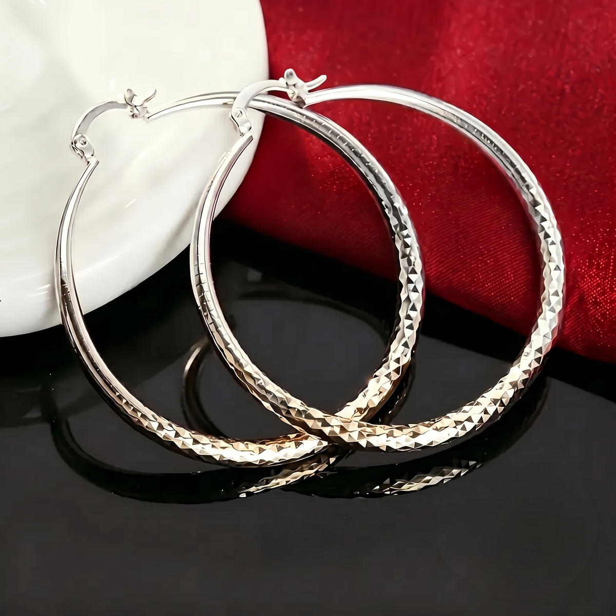14k Sparkling Hoop Earrings