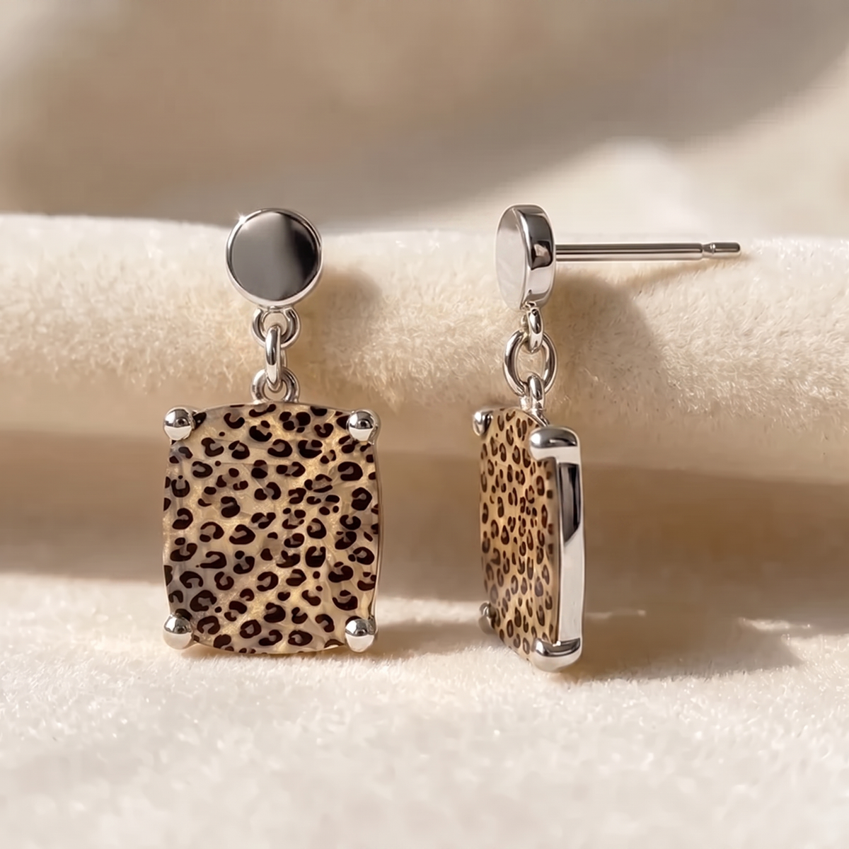 Leopard Square Earrings