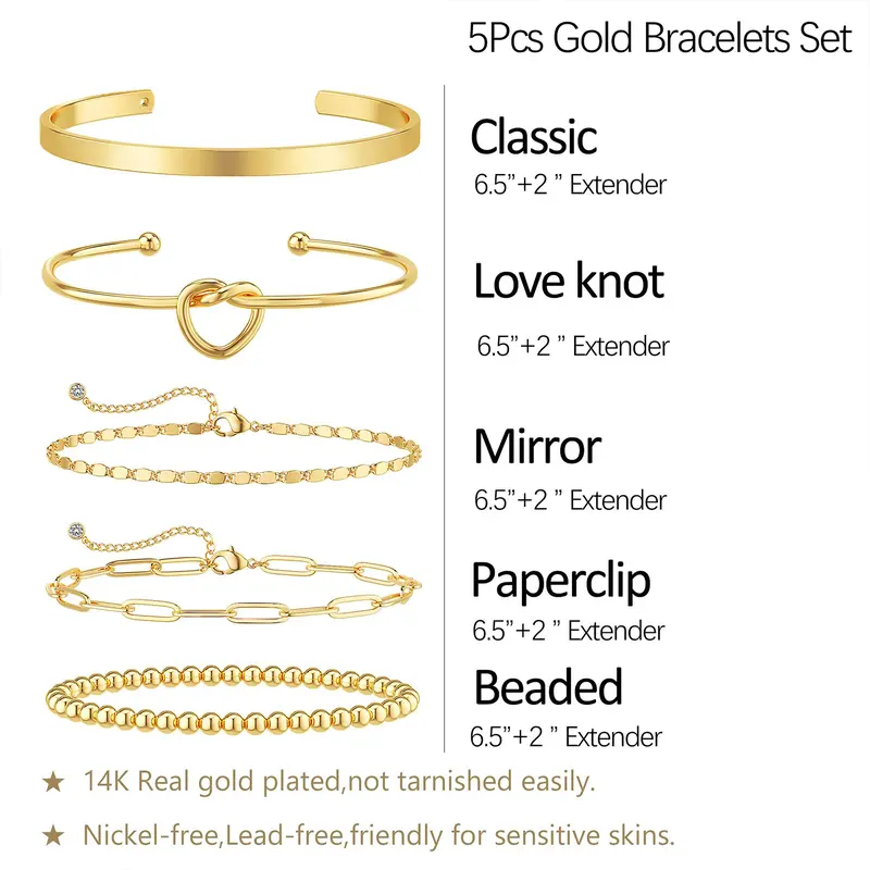 5pc Adjustable Bracelet Set