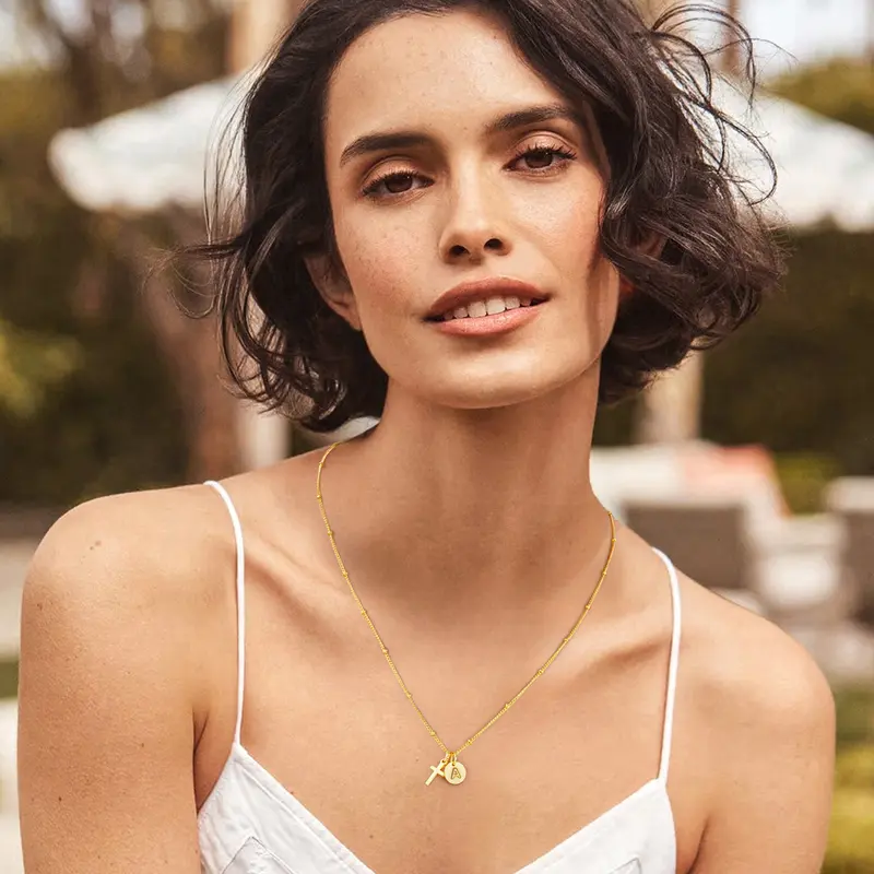 Dainty Initial Cross Necklace