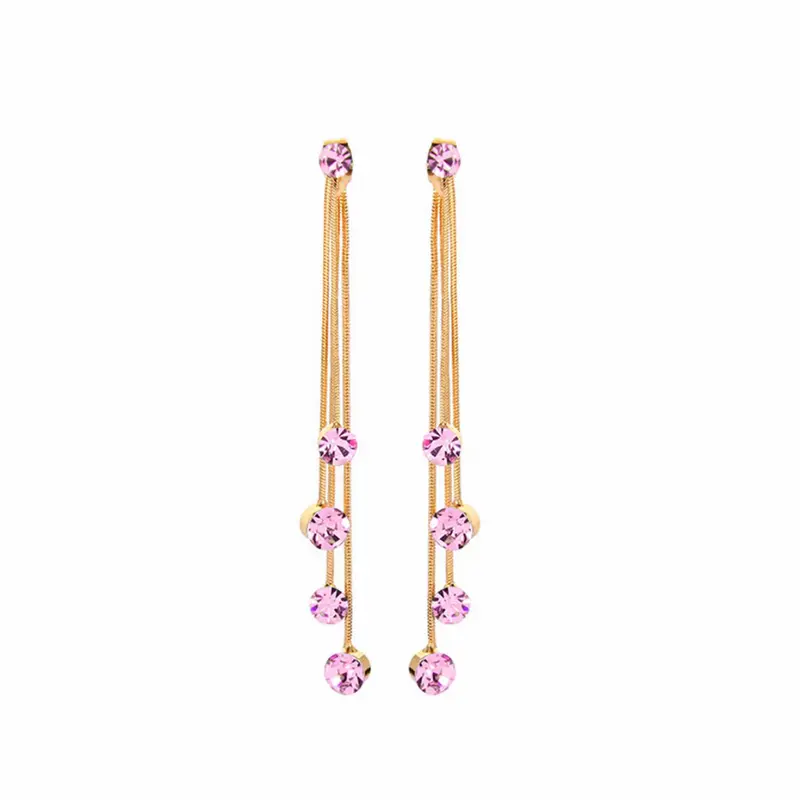 Long Tassel Stud Earrings