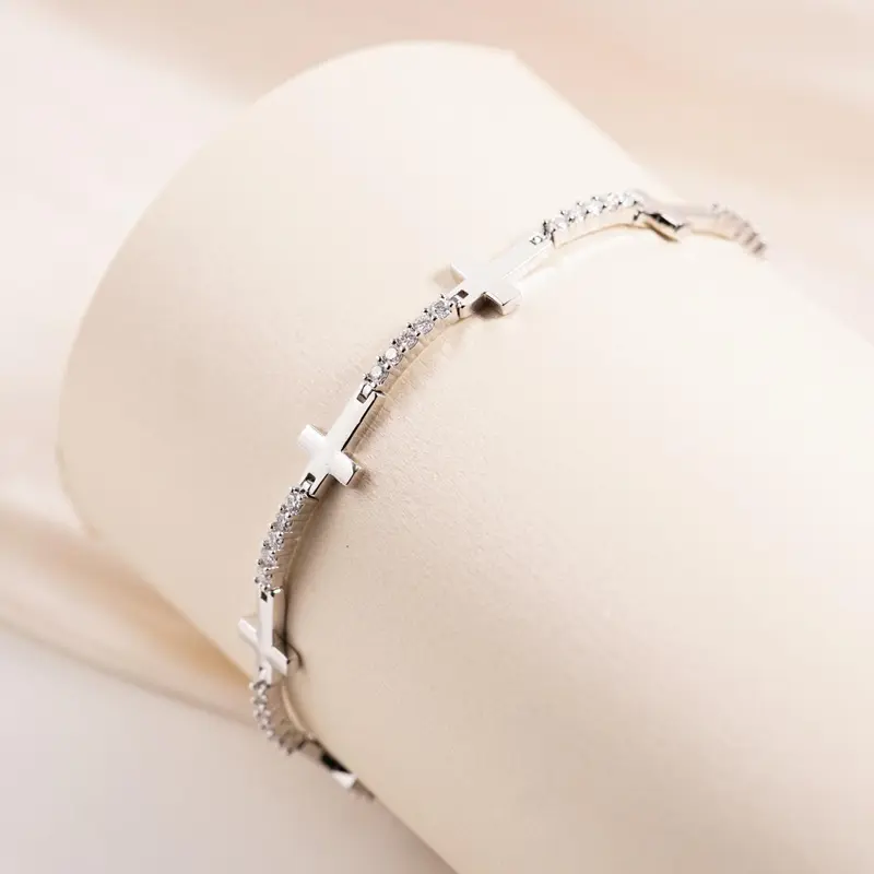 Moissanite Cross Bracelet