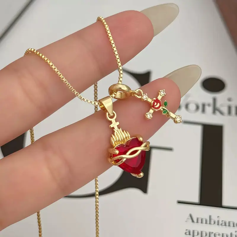 Heart Cross Necklace