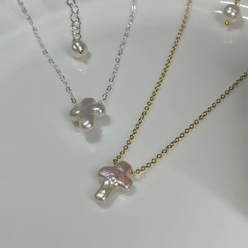 Baroque Cross Pearl Necklace