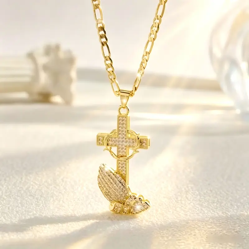 Cross Prayer Hand Necklace