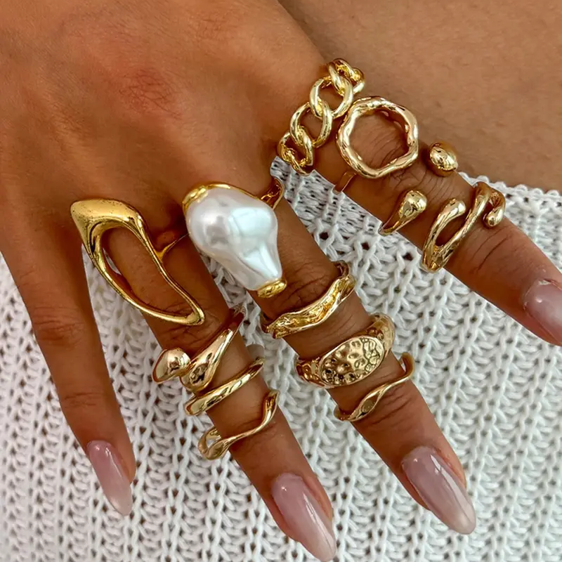 12pc Irregular Geometric Ring Set