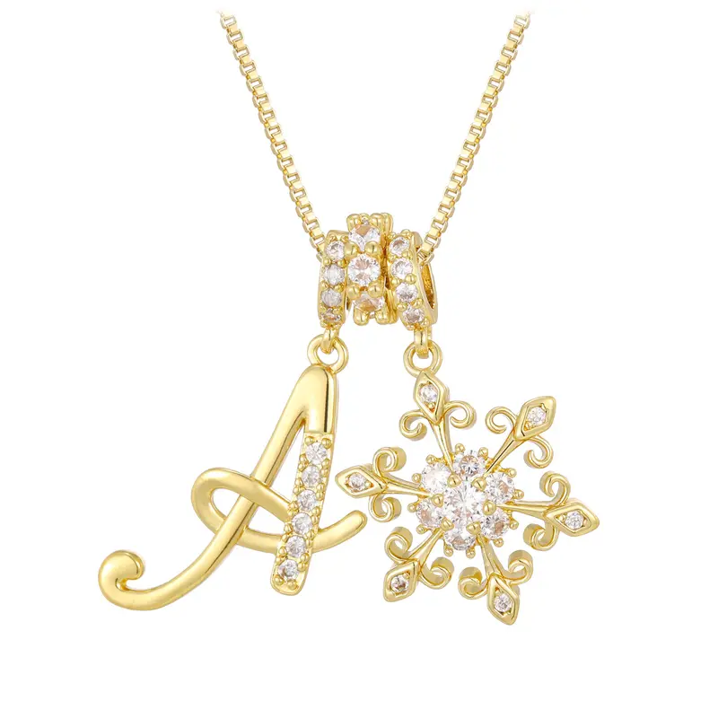 Personalized Initial Snowflake Necklace