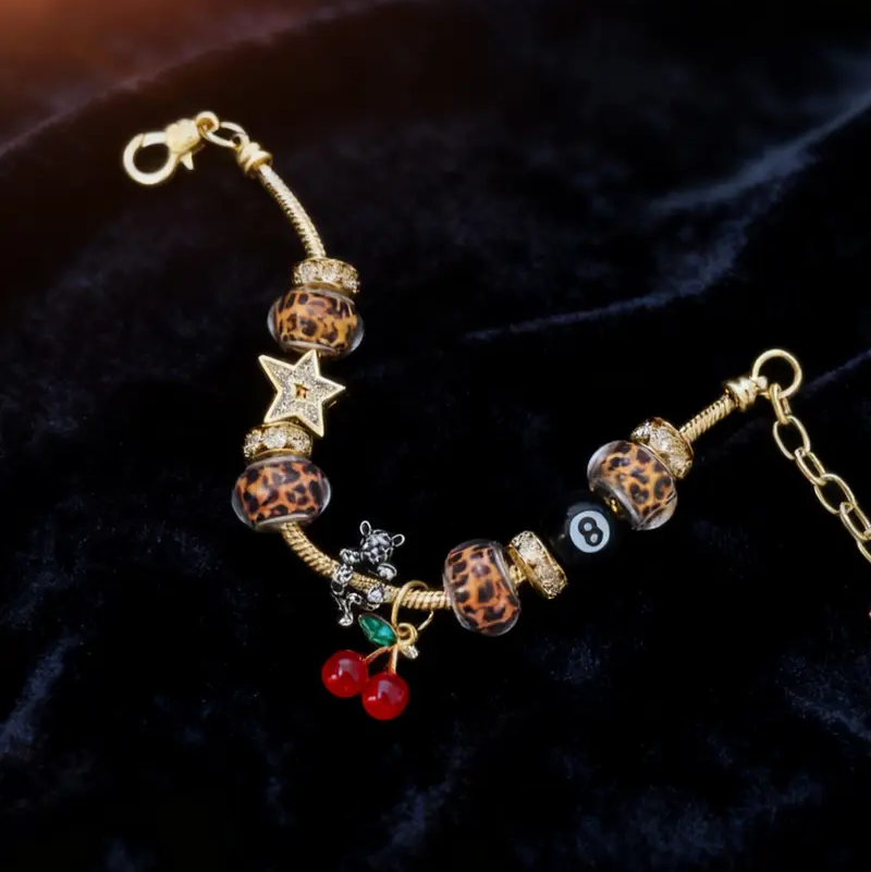 Leopard Print Rhinestone Bracelet