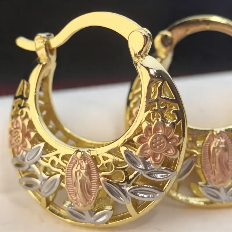 Hollow Floral Hoop Earrings