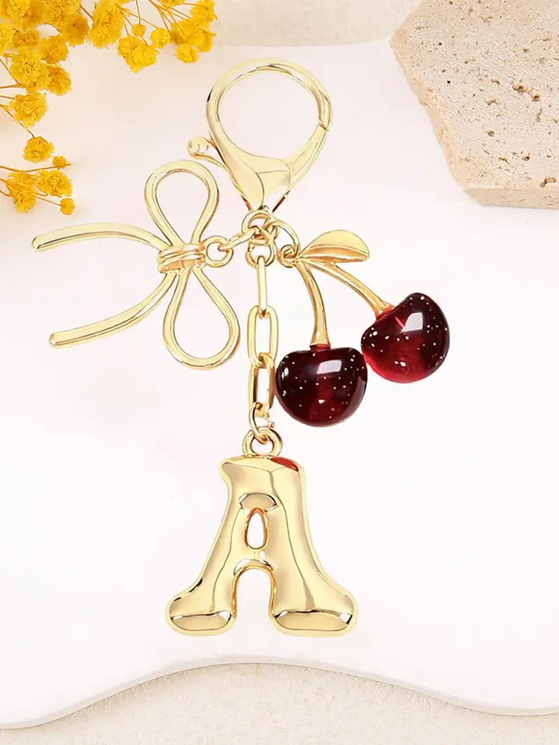 Cherry Bow Letter Keychain