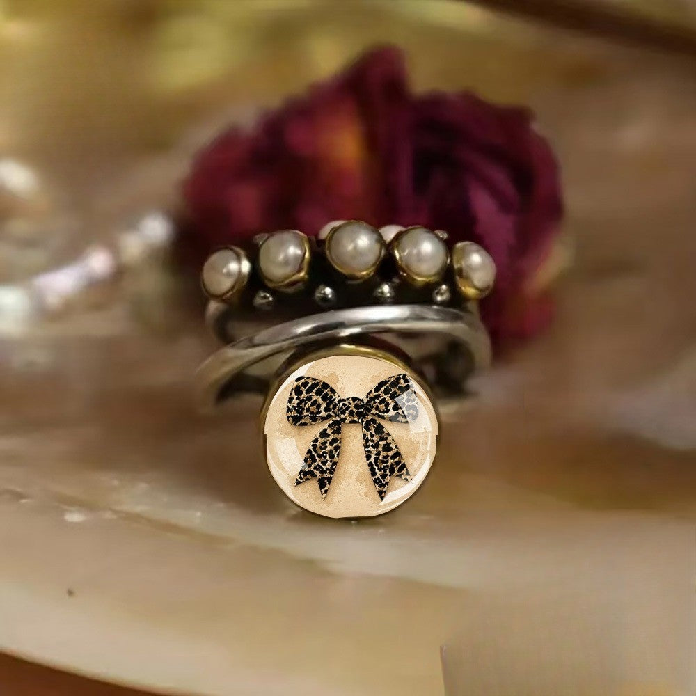 Leopard Bow Statement Ring