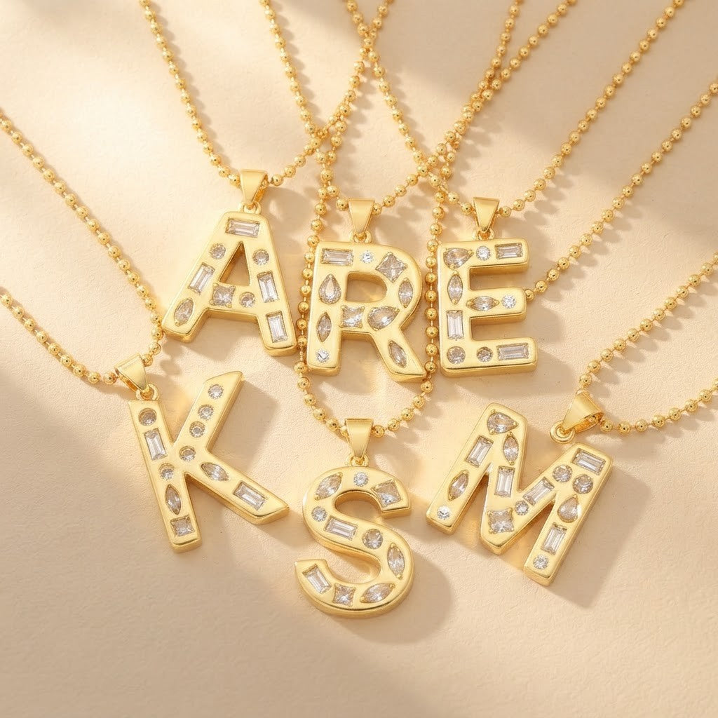 Open Frame Letter Initial Necklace