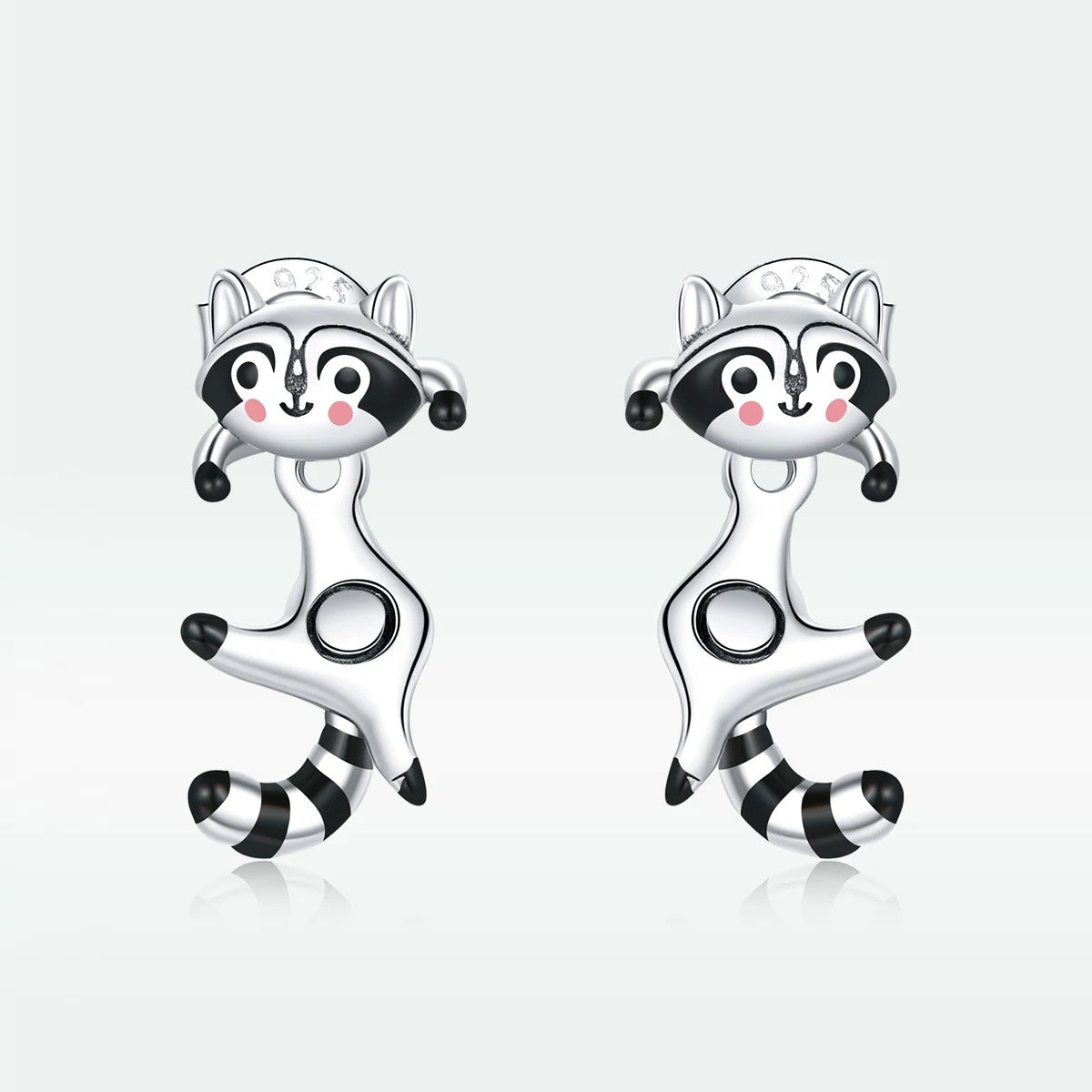 Playful Raccoon Drop Earrings