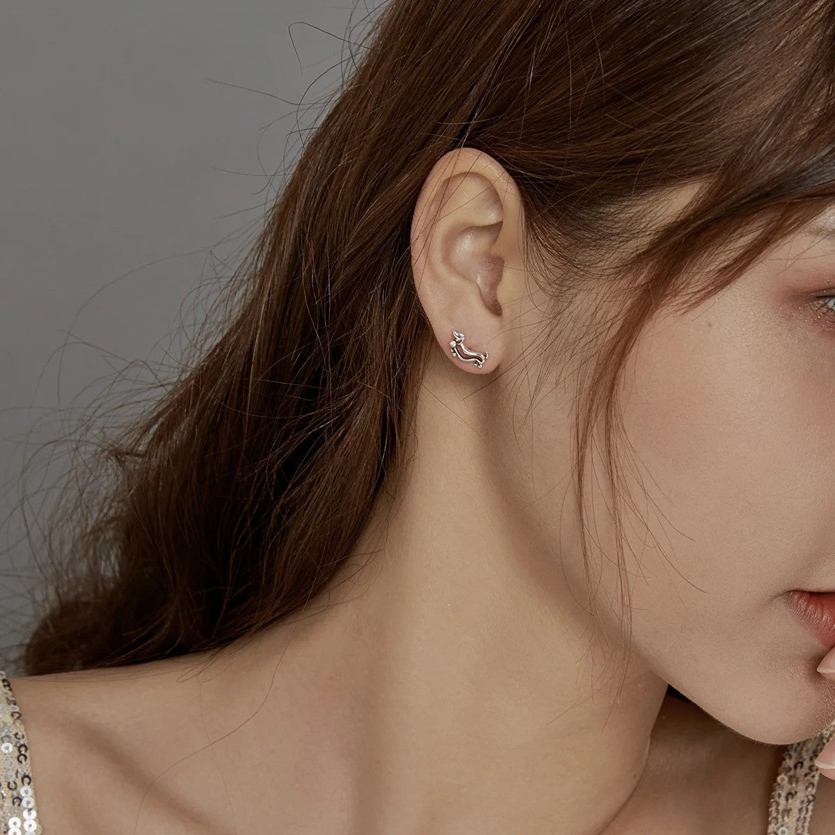 Gold Crystal Dachshund Stud Earrings