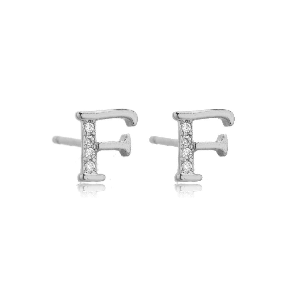 Crystal Initial W Stud Earrings