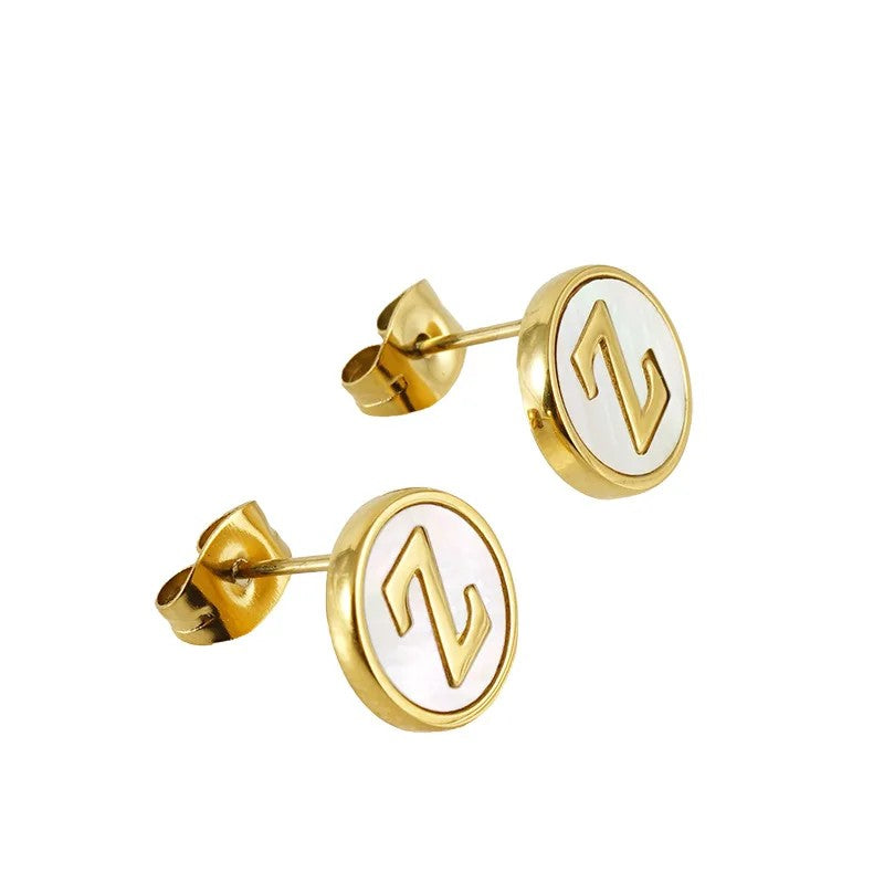 Mother of Pearl Initial Earrings