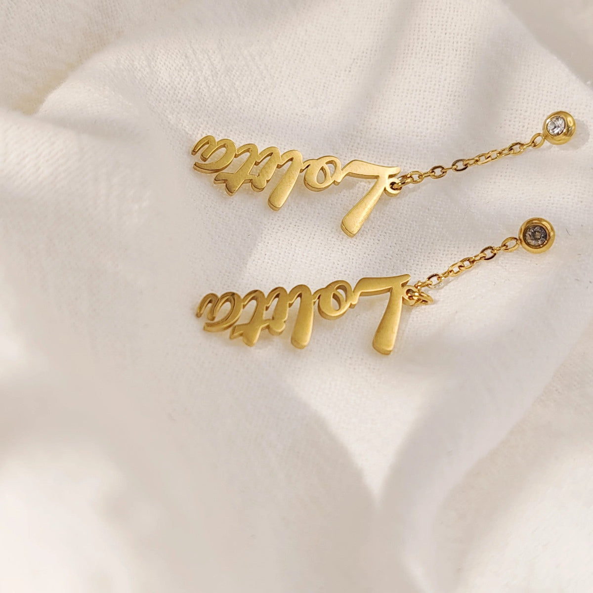 Smiley Script Drop Earrings
