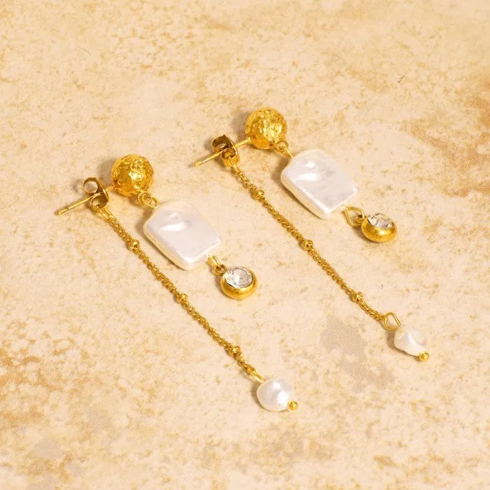 Square Pearl Drop Earrings