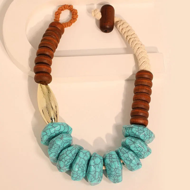 Turquoise Geometric Statement Necklace