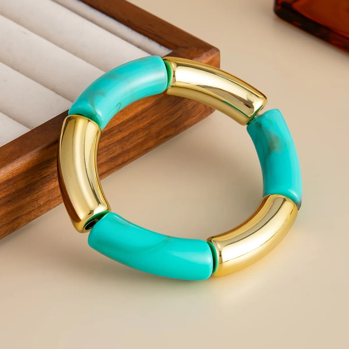 Turquoise Geometric Bead Bracelet
