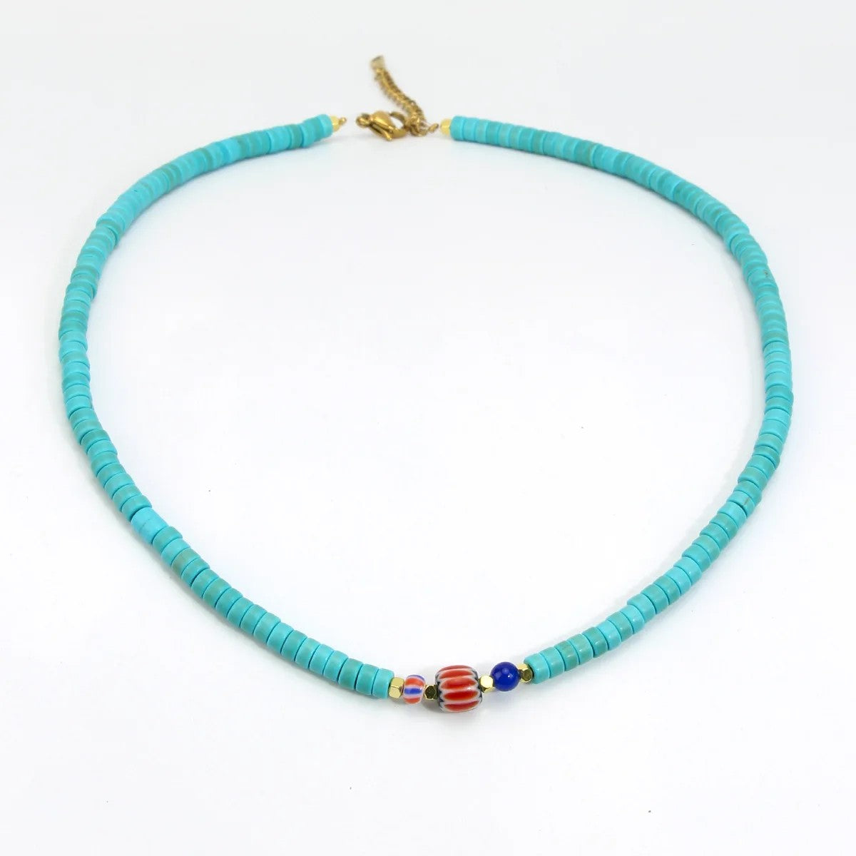 Turquoise Beaded Evil Eye Necklace