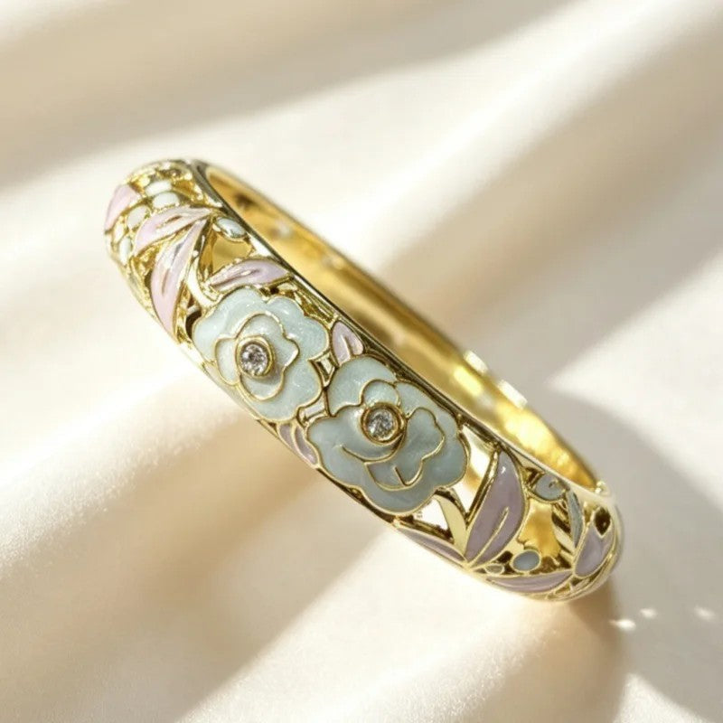 Pastel Camellia Enamel Bangle Set