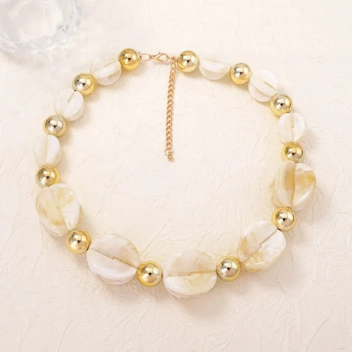 Green & White Bead Statement Necklace