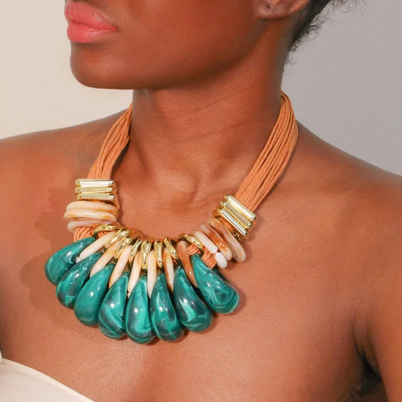 Teardrop Beaded Statement Pendant