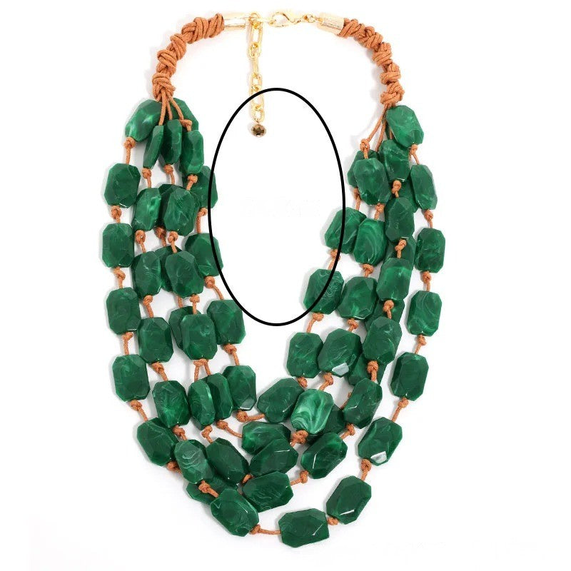 Green Geometric Bead Necklace