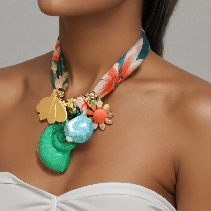 Tropical Scarf Charm Necklace