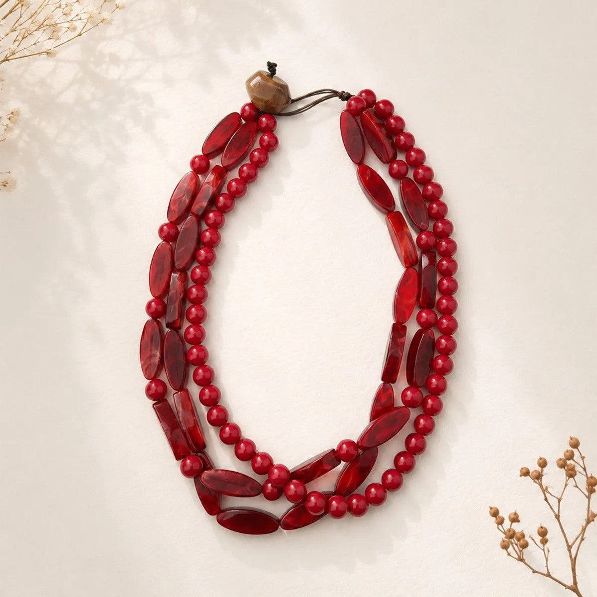 Amber Beaded Layered Necklace