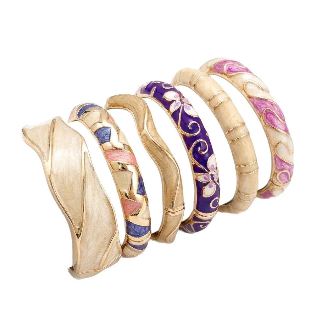 Enamel Floral Bangle Set
