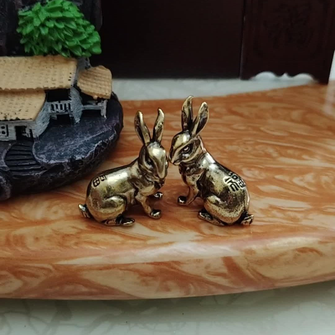 Vintage Brass Rabbit Figurine Set