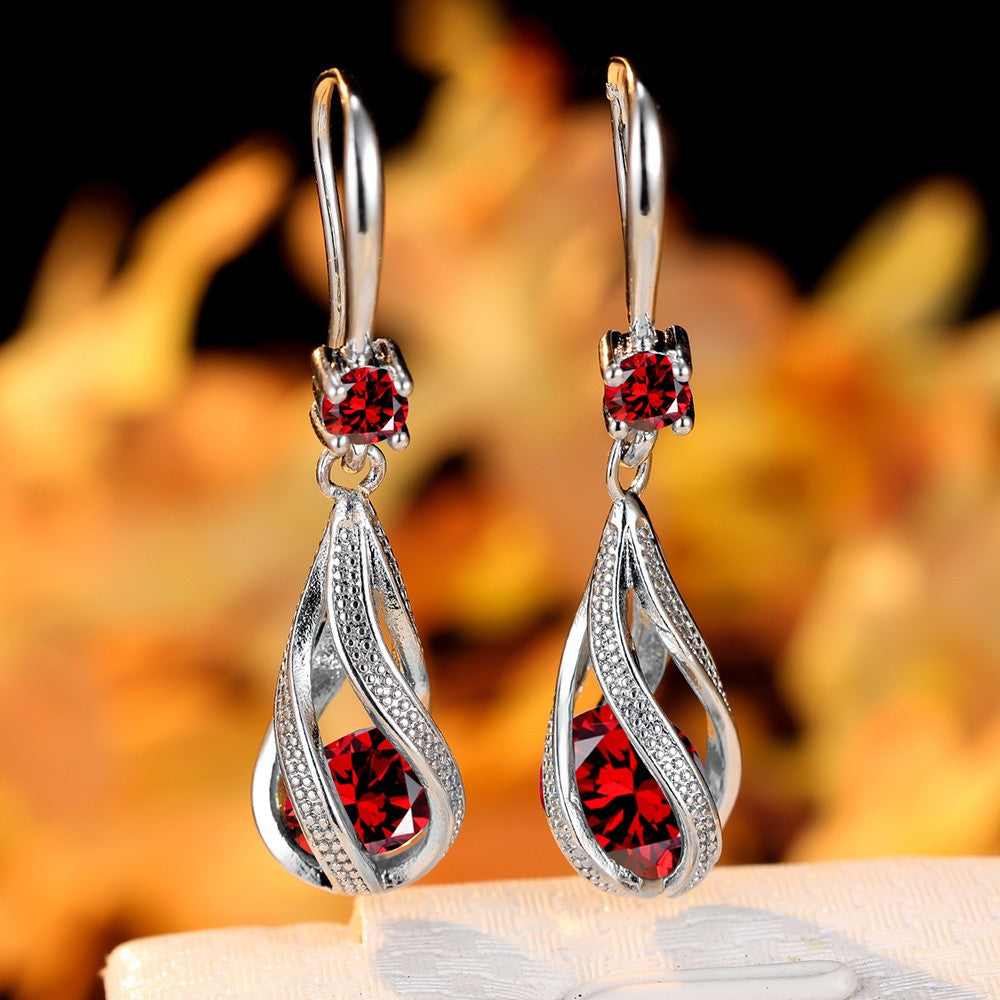 Spiral Teardrop Crystal Earrings
