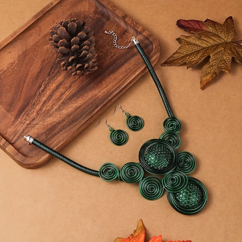 Spiral Statement Necklace Set