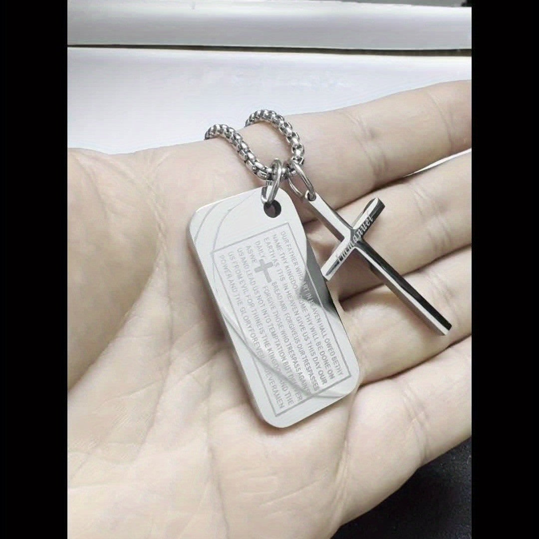 Immanuel Cross Tag Necklace