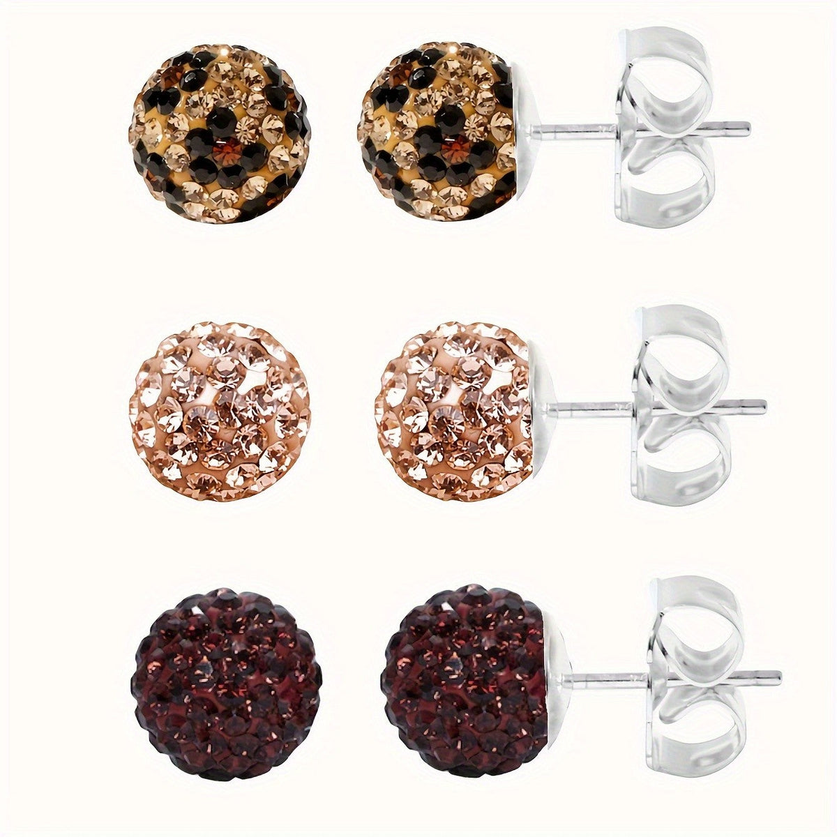 Multi-Color Crystal Ball Stud Earrings