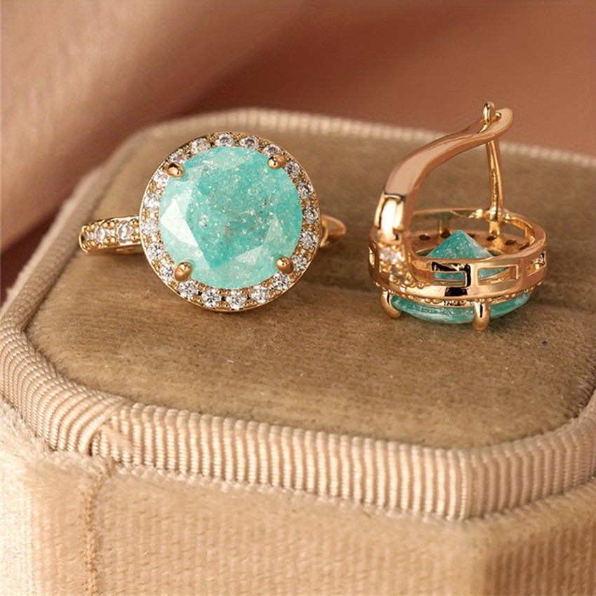 Turquoise Crystal Halo Earrings