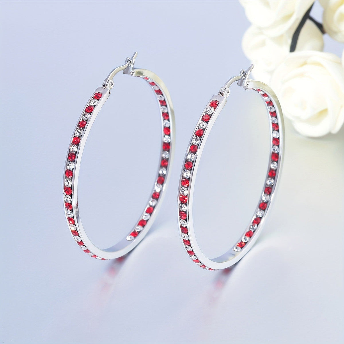 Turquoise Pave Hoop Earrings