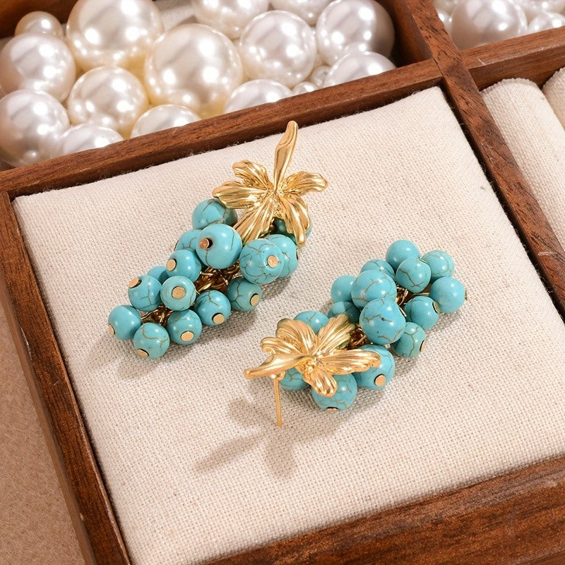 Grape Cluster Tassel Earrings