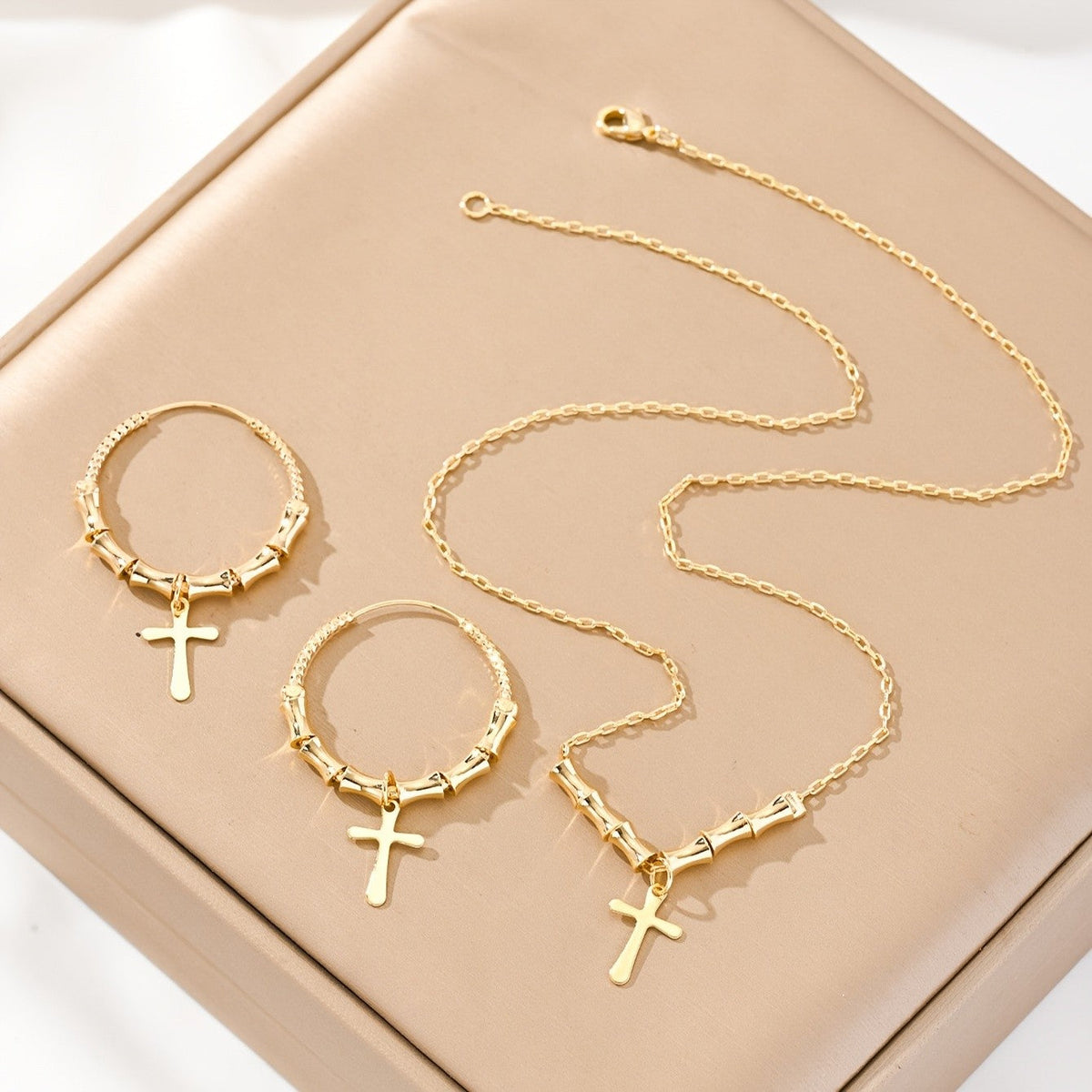 Bamboo Cross Jewelry Set